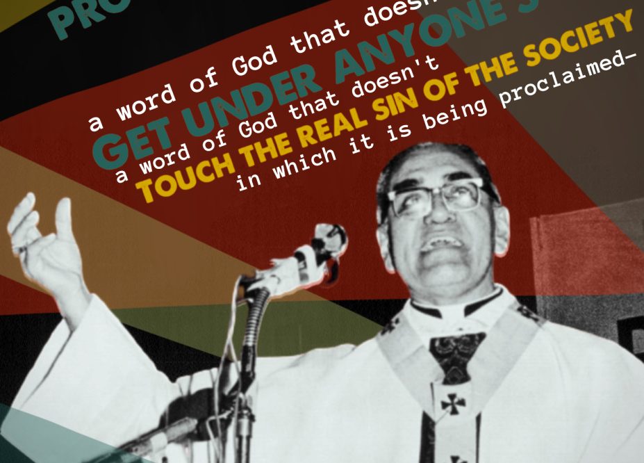 Emma Wonsil created a graphic of the Rev. Oscar Romero in a class on community organizing and design.