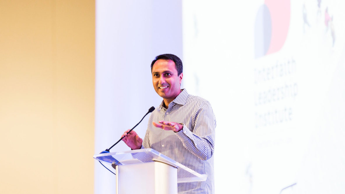 Eboo Patel delivering speech at the 2019 ILI.